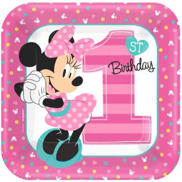 Disney Minnie's Fun To Be One Square Plates, 7" (16 in a package)